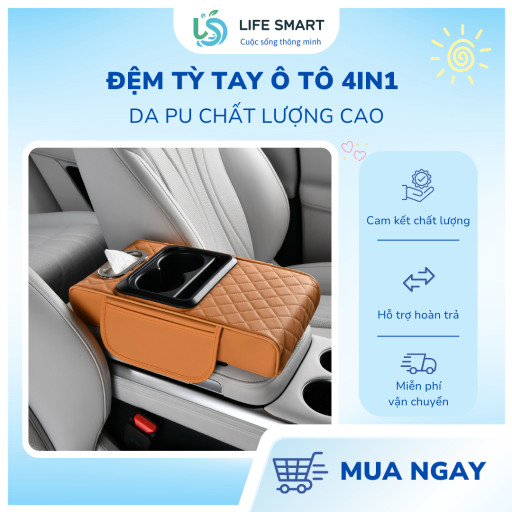 Đệm Tỳ Tay Ô Tô 4 Trong 1