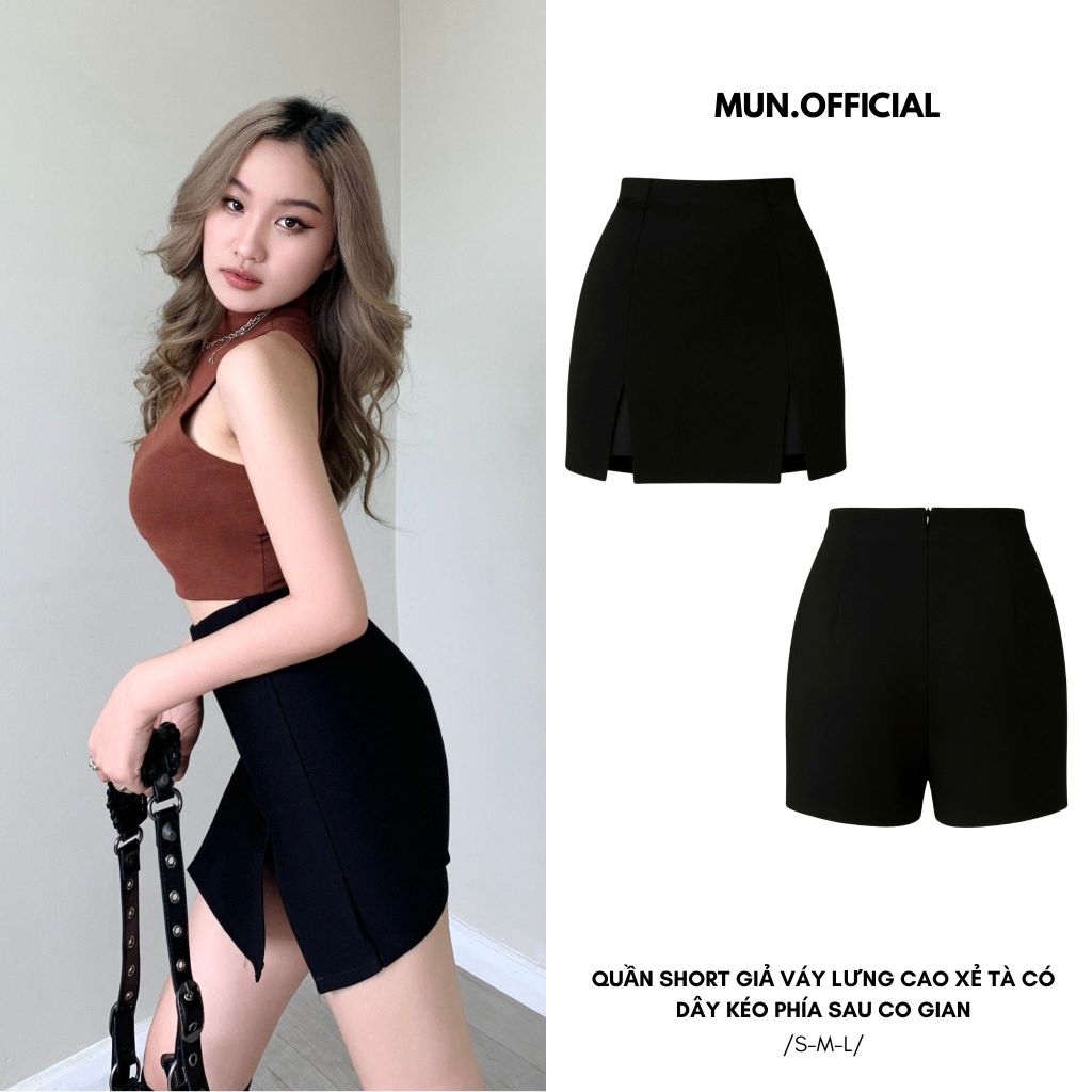 MUN.OFFICIAL Quần Giả Váy Xẻ Tà Khóa Kéo Giấu Sau Thun Cotton Dày Xịn Basic Cơ Bản Đơn Giản Minimal Trơn Đơn Giản (GV)