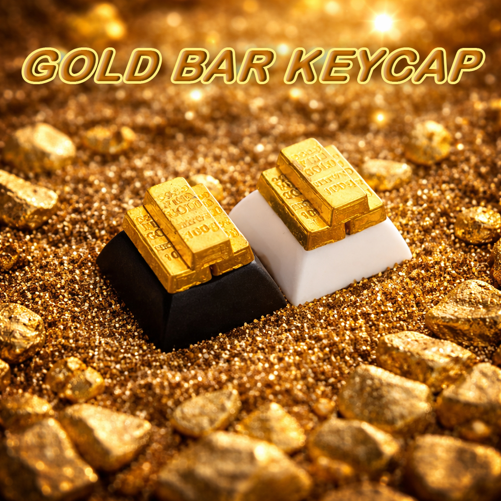 Keycap hình thỏi vàng kim loại sang chảnh đẹp độc lạ, Keycap Artisan dành cho bàn phím cơ