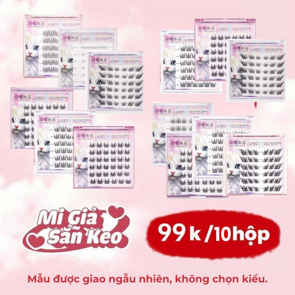 10 hộp 99k Mi giả có sẵn keo – Mi tự dính, tiện lợi, phù hợp mắt một mí và mắt tròn