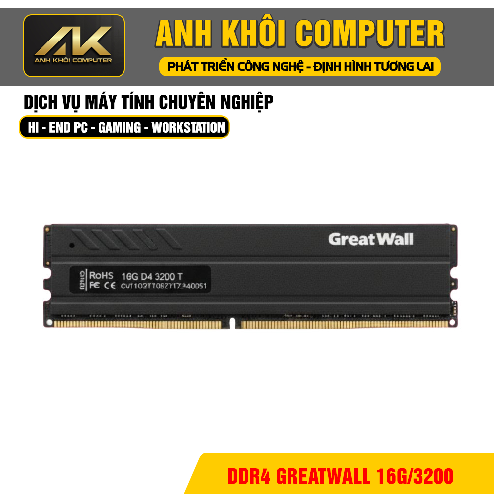 RAM GREATWALL 16GB DDR4 3200MHz – TẢN NHIỆT – TƯƠNG THÍCH INTEL AMD