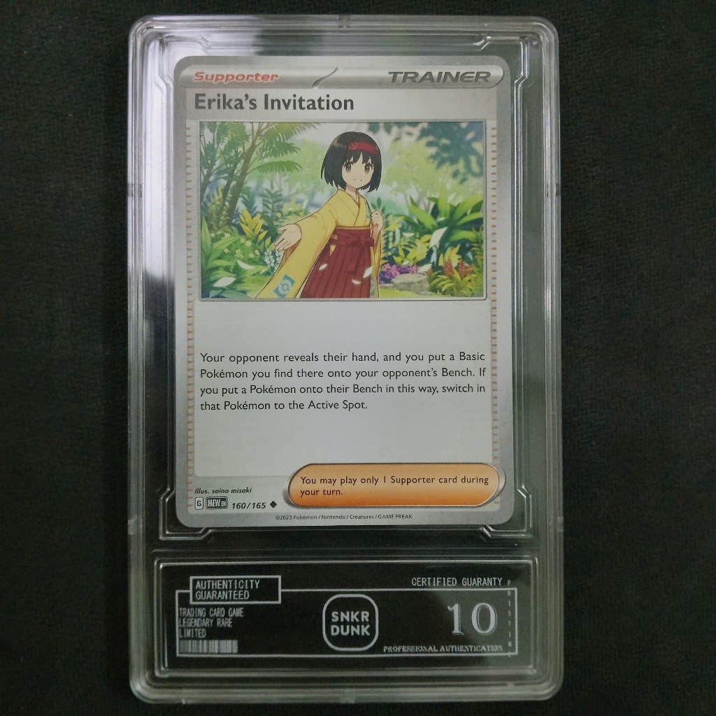 Thẻ slab Erika s Invitation 196/165 Trainer Pokemon grading trong khung chính hang bandai d85 13
