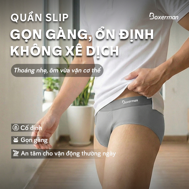 Combo 3 Quần sịp nam tam giác SLIP thun lạnh cao cấp BOXERMAN