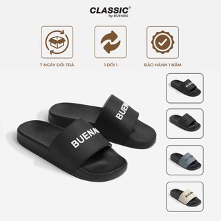 Dép quai ngang BUmark S01 nam nữ - dép lê BUENAS full đen, thời trang, basic