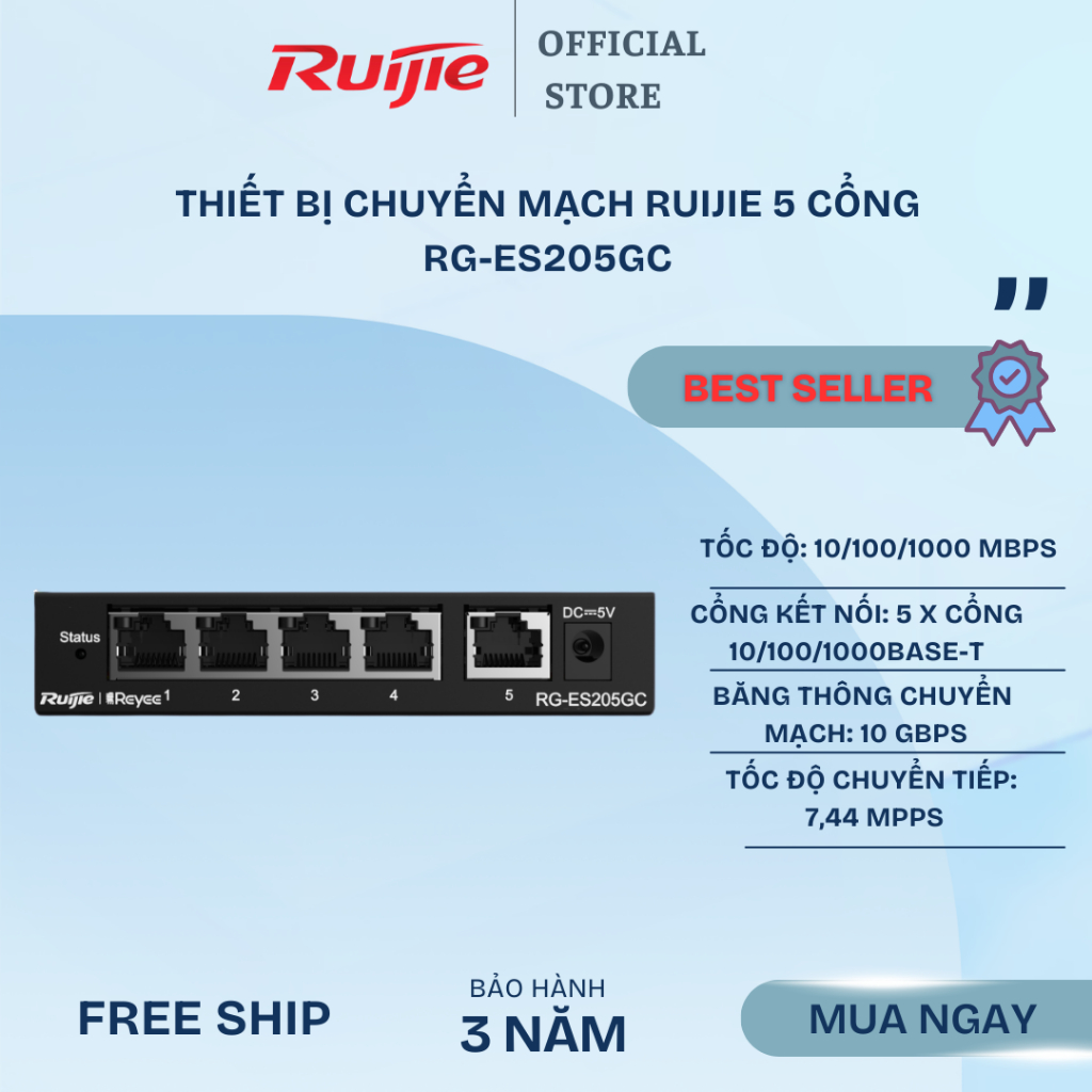 Thiết bị chuyển mạch ruijie 5 cổng RG-ES205GC