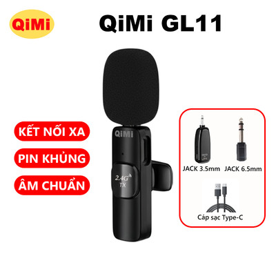 Micro Trợ Giảng QiMi GL11 - Kết Nối Không Dây, Âm Thanh To Rõ, Lọc Ồn Tốt, Khoảng Cách Truyền Xa