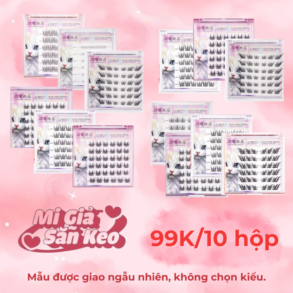 【10 hộp 99k】Mi giả có sẵn keo – Thiết kế sợi mảnh, dễ gắn, tháo ra không đau mắt