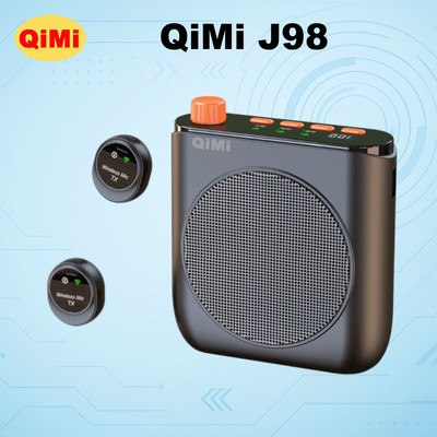 Loa Trợ Giảng Không Dây QiMi J98 - Hai Micro Cài Áo Không Dây, Có Kết Nối Bluetooth, Âm Thanh To Rõ