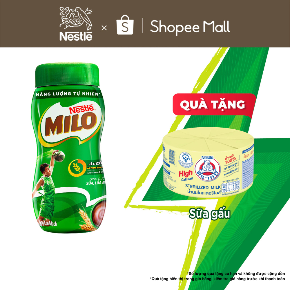 Thức uống lúa mạch Nestlé Milo nguyên chất 400g (hũ nhựa)