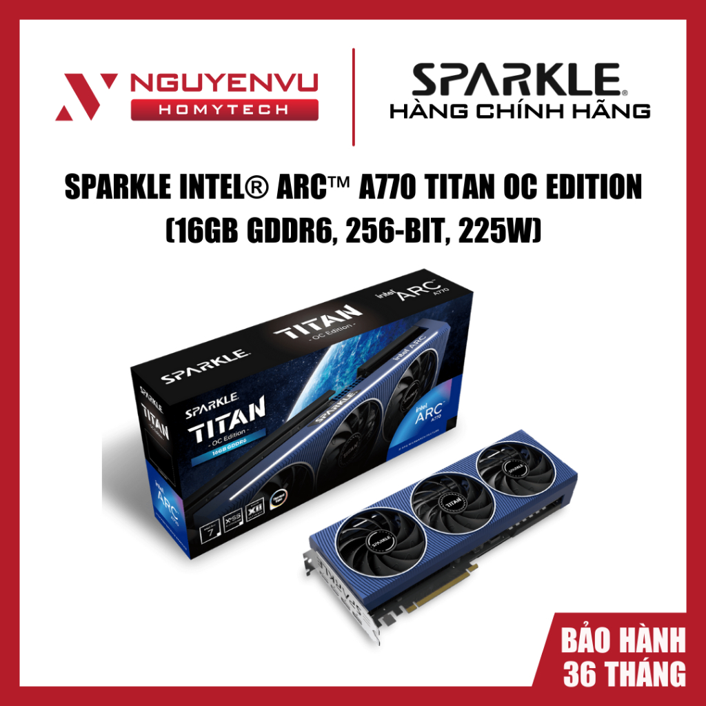 [Full VAT] Card màn hình SPARKLE Intel Arc A770 TITAN OC Edition - 16GB GDDR6 - 3 Quạt - Chính hãng