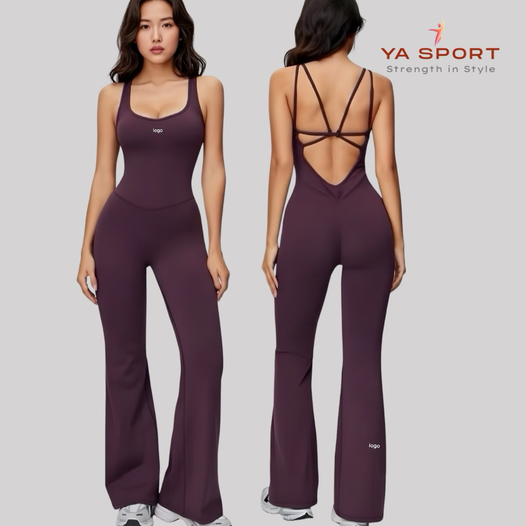 YaSport – Jumpsuit Tập Gym Nữ Có Logo, Phiên Bản Xuất Mỹ | Áo Liền Quần Thoáng Mát – YS150W