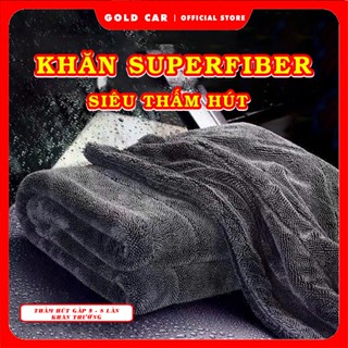 Khăn Lau Superfine Fiber Lau Xe Máy Ô Tô Siêu Thấm Hút Nước, Khăn lau GOLD CAR Đa Năng Cao Cấp