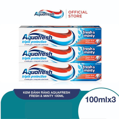 Bộ 3 Kem đánh răng Aquafresh Fresh & Minty 100ml