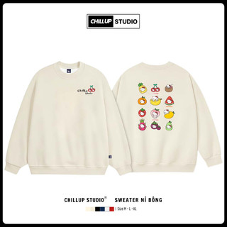 Áo Sweater Nỉ Lông Cáo CHILLUP STUDIO In Hình Kitty Cherry Xinh Xắn - TC376 Mềm Mịn Unisex Nam Nữ Ấm Áp Mùa Đông