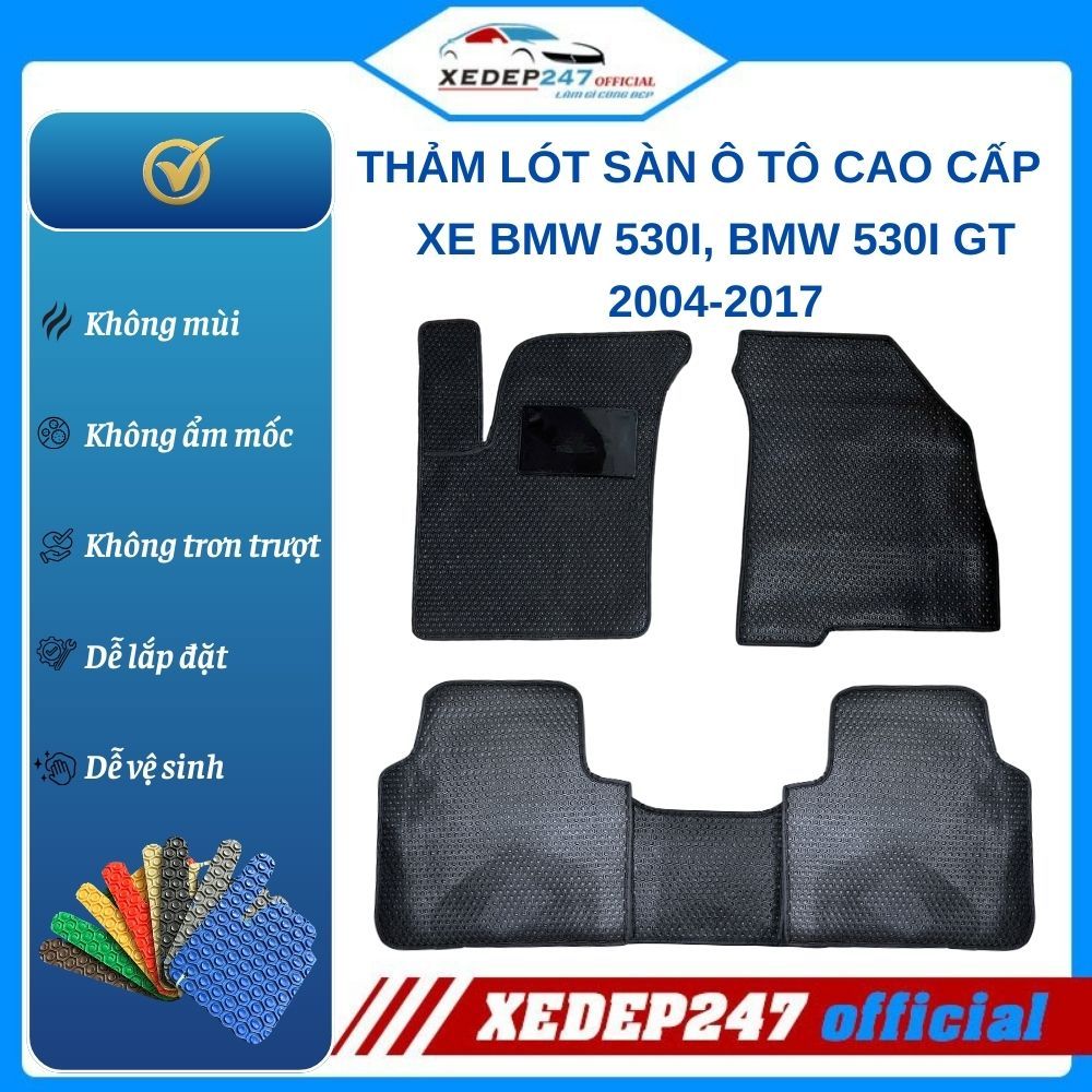 Thảm lót sàn nhựa nguyên sinh (PVC) xe BMW 530i, BMW 530i GT 2004-2017 5 chỗ - Chống nước, dễ vệ sin
