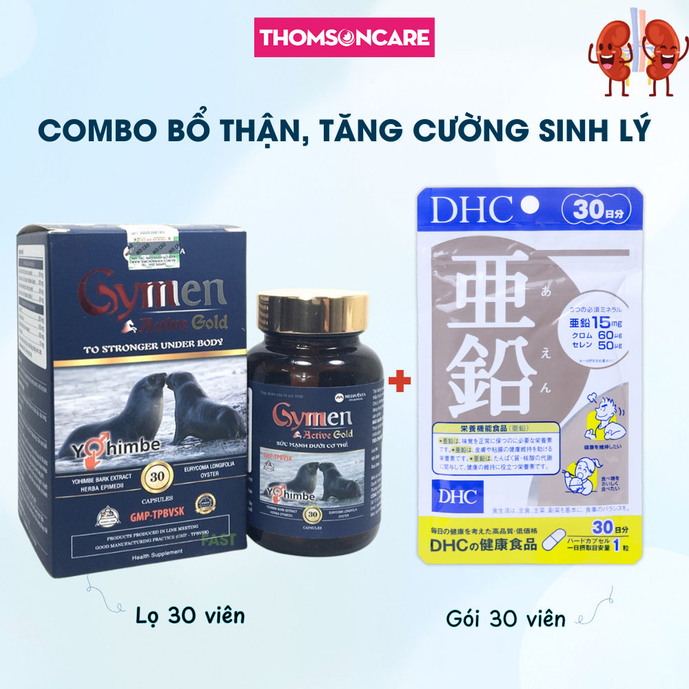 Combo Tăng cường sinh lý Gymen 30 viên và Kẽm DHC - (Liệu trình 1 tháng) tăng cường sức đề kháng - T