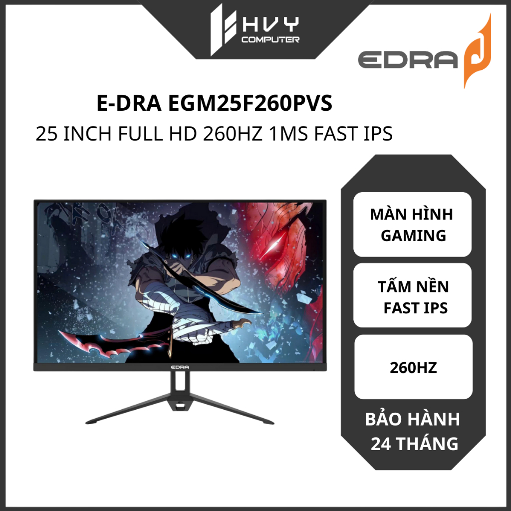 Màn hình Gaming E-DRA EGM25F260PVS - 25 inch, Full HD, 260Hz, 1ms, Fast IPS  - Hàng Chính Hãng
