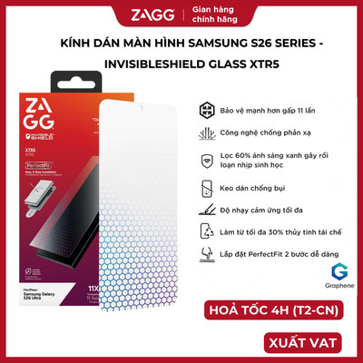 Kính cường lực/Miếng dán bảo vệ dành cho Samsung S26 series - ZAGG Glass  trong suốt bảo vệ toàn diện XTR5