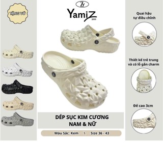 Dép sục Yamiz Kim Cương Nam Nữ đúc nguyên khối EVA cao 3cm êm nhẹ chống trơn trượt - YZ04