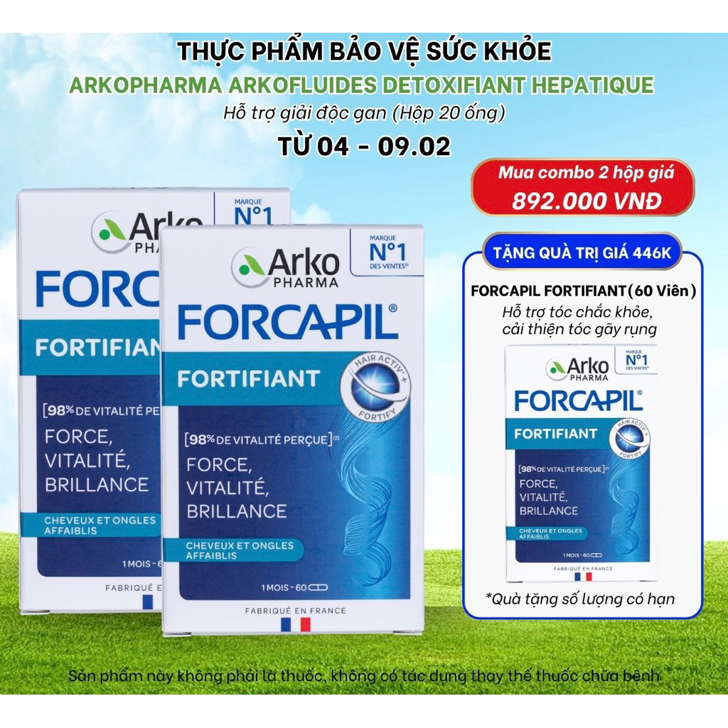 Viên Uống Forcapil Anti Chute Chính Hãng – Giảm Rụng Tóc, Kích Thích Mọc Tóc–Bổ Sung L-Cystine, Biot