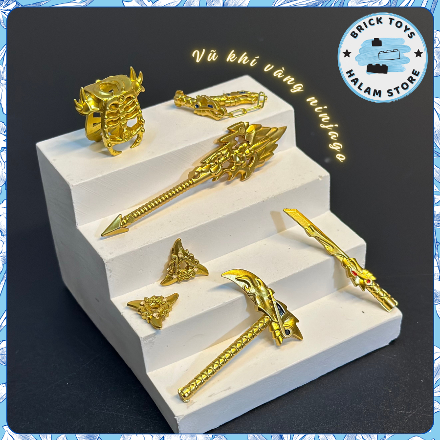 [BẢN ĐẸP] Phụ kiện lắp ráp vũ khí Ninjago Tứ Thần Binh Khí và Giáp Overlord sơn màu metallic