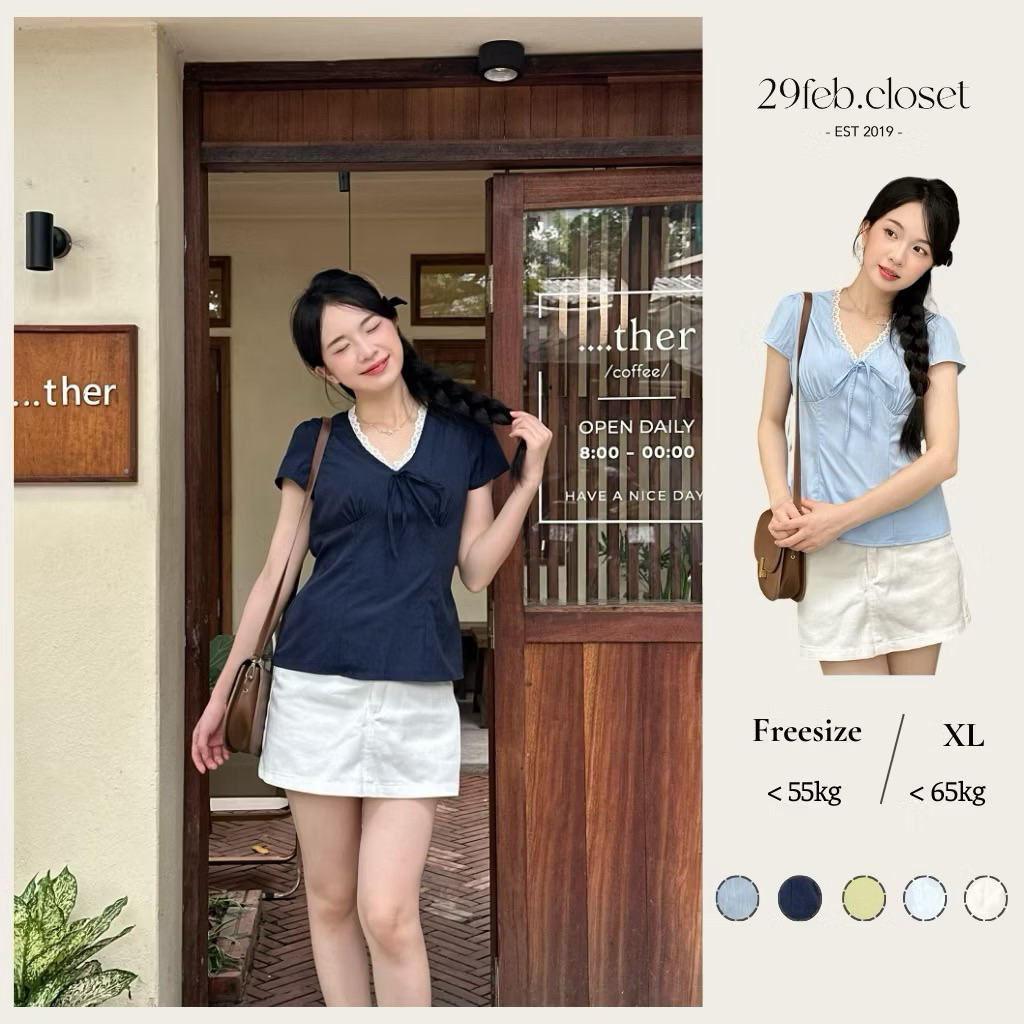 Pass[thanh lý] Áo kiểu 29feb. Closet (ảnh thật_Đọc kỹ mô tả)