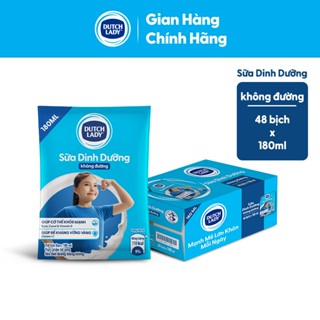 [KOL] Thùng 48 Bịch Sữa Dinh Dưỡng Dutch Lady Không Đường 48x180ml