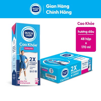 [KOL] Thùng 48 Hộp Sữa Dinh Dưỡng Dutch Lady Cao Khỏe Hương Dâu 48x170ml