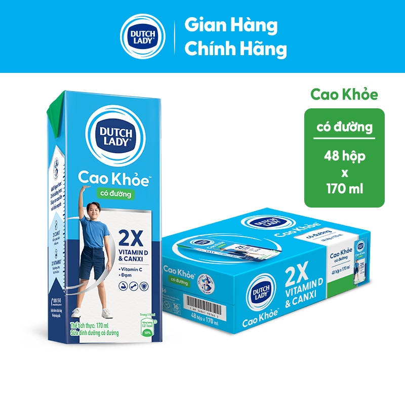 [KOL] Thùng 48 Hộp Sữa Dinh Dưỡng Dutch Lady Cao Khỏe Có Đường 48x170ml