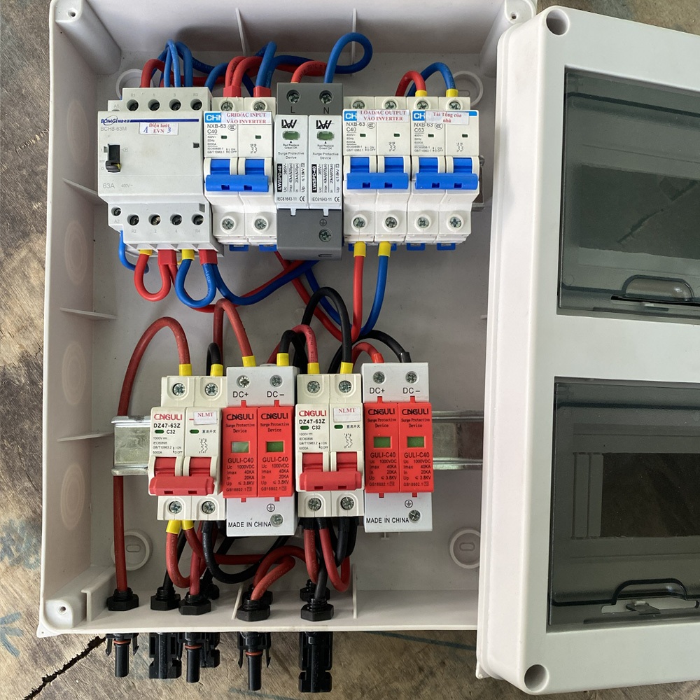 TỦ ĐIỆN HYBRID 1 PHA – 2 STRING | CÓ ATS | ĐẤU SẴN DC & AC | DÙNG CHO INVERTER HYBRID