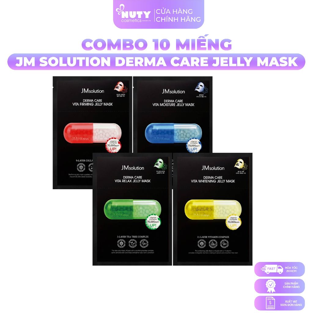 COMBO 10 MIẾNG Mặt Nạ Dưỡng Da JMsolution Derma Care Vita Jelly Mask (30ml x10)