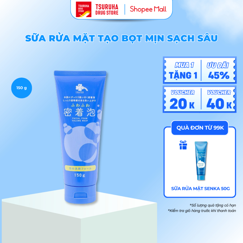 Sữa Rửa Mặt Bọt Mịn KURASHI RHYTHM Fuwa Fuwa Facial Foam Volume Whip 150g