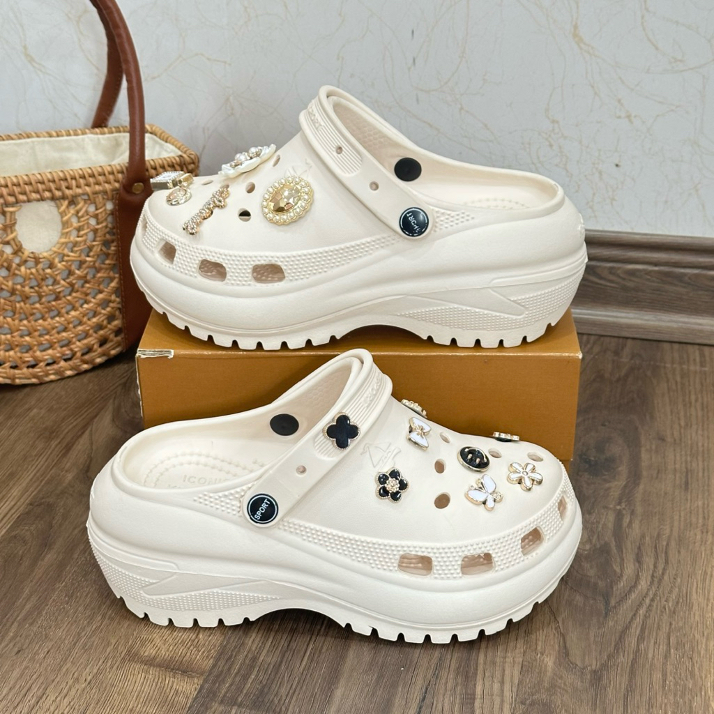 [ Cao Cấp ] Dép sục đế cao đúc liền mix chả Đá sang chảnh mẫu mới 2026, Dép nữ