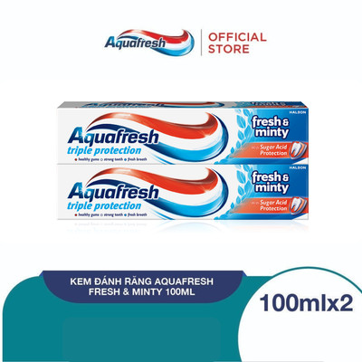 Bộ 2 Kem đánh răng Aquafresh Fresh & Minty 100ml