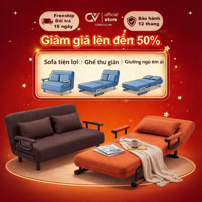 CONOCO Ghế Sofa Giường Đa Năng  Sofa Bed Gấp Gọn Thông Minh Vải Nỉ Êm Ái Kèm Gối Cho Phòng Nhỏ