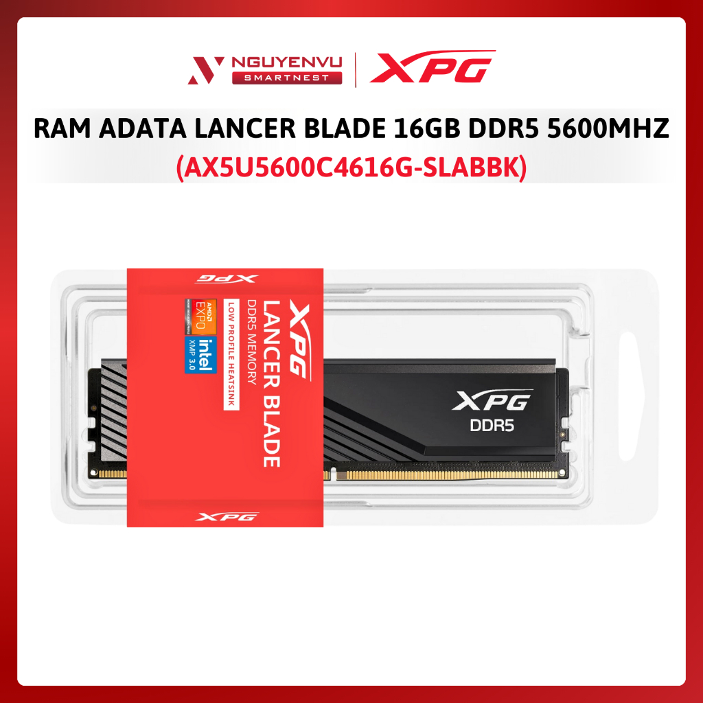 RAM ADATA LANCER BLADE BLACK 16GB DDR5 5600Mhz (AX5U5600C4616G-SLABBK) - Hàng Chính Hãng - Bảo Hành 