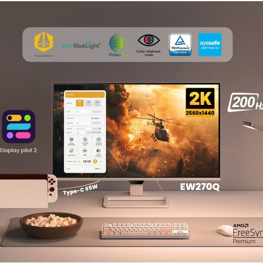 BenQ EW270Q_Màn hình giải trí, làm việc tại nhà 27 inch 2K QHD 200Hz USB-C | BigBuy360 - bigbuy360.vn