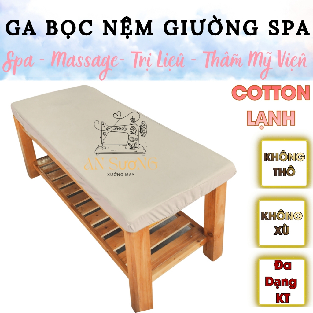 GA BỌC NỆM SPA - Ga Bọc Giường Gội - Ga Bọc Nêm 1mx2m - Chất Liệu COTTON LẠNH - CÓ LỖ