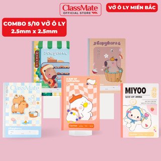 Combo 5/10 Vở Ô Li Capybara Classmate Vở 4 ÔLi 2.5x2.5mm 100gsm, 48/80 Trang Giấy Chống Lóa, Vở Học Sinh