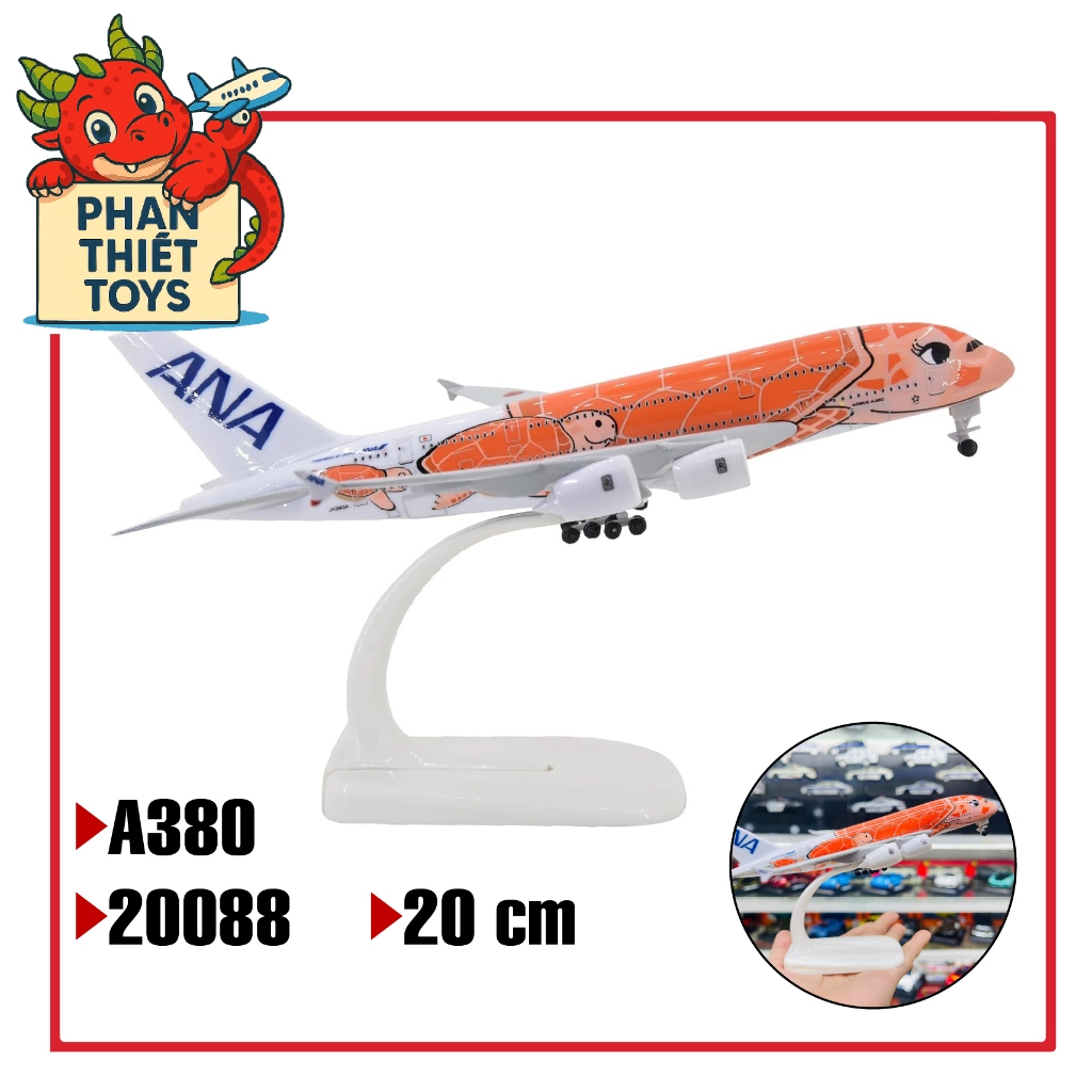 Mô hình máy bay Nhật Bản ANA Airlines Airbus A380 orange kích thước 20cm MB20088