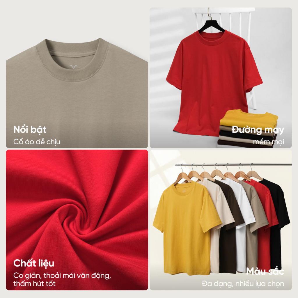 Áo Thun Basic Unisex Etheria Cotton Cao Cấp, Mềm Mịn, Thoáng Mát EAT2122508 | BigBuy360 - bigbuy360.vn