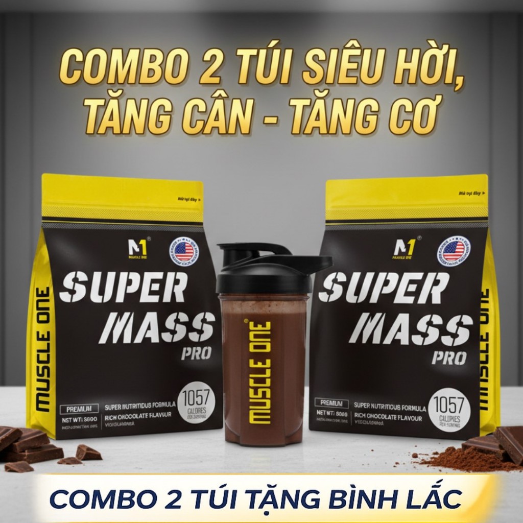 Combo 2 Túi SUPER MASS PRO 500g–Mass Tăng Cân Tăng Cơ 1057 Kcal–Mass Gainer Cho Người Gầy–MUSCLE ONE