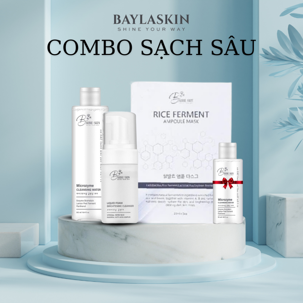 [Tặng kèm Tẩy trang Mini] COMBO LÀM SẠCH BAYLA SKIN (BARBIE SKIN) - Da sạch, ẩm, mềm mịn