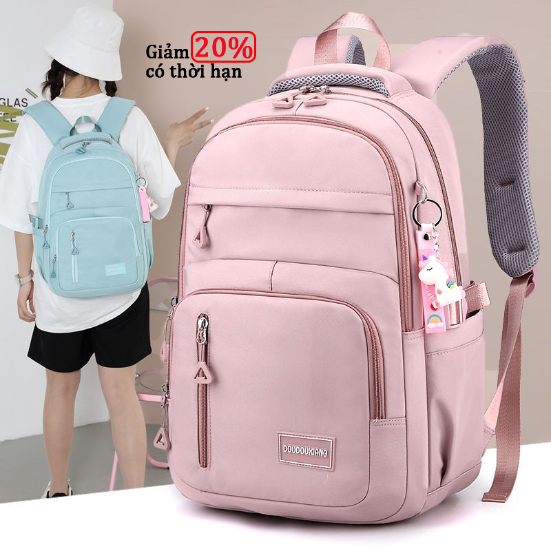 Balo nữ đi học chống nước có ngăn bí mật cặp đi học nữ vải trơn đựng vừa laptop15,6 thời trang.b8705