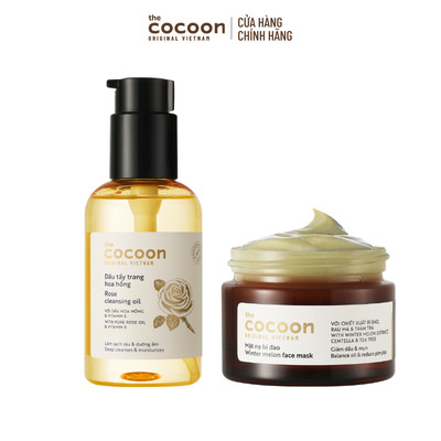 [MUA 2 GIẢM 42%] Combo Dầu tẩy trang hoa hồng 140ml + Mặt nạ bí đao Cocoon 30ml