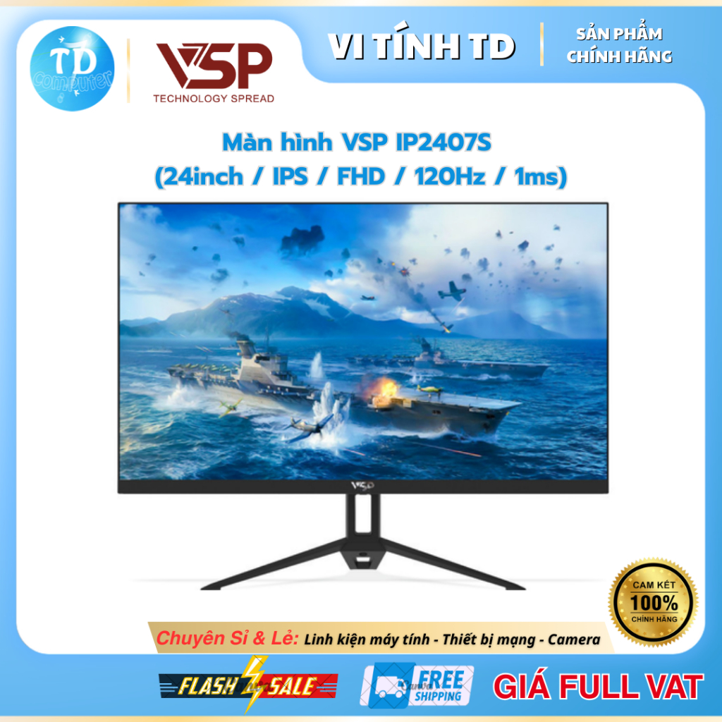 Màn Hình Gaming VSP IP2407S (23.8 inch - FHD - IPS - 120Hz - 1ms - Đen) - Hàng chính hãng