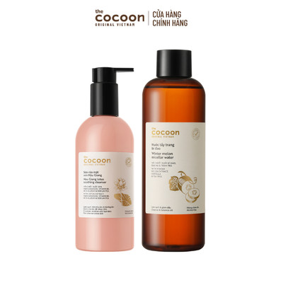 [MUA 2 GIẢM 42%] Combo Nước tẩy trang bí đao 500ml + Sữa rửa mặt sen Hậu Giang Cocoon 310ml