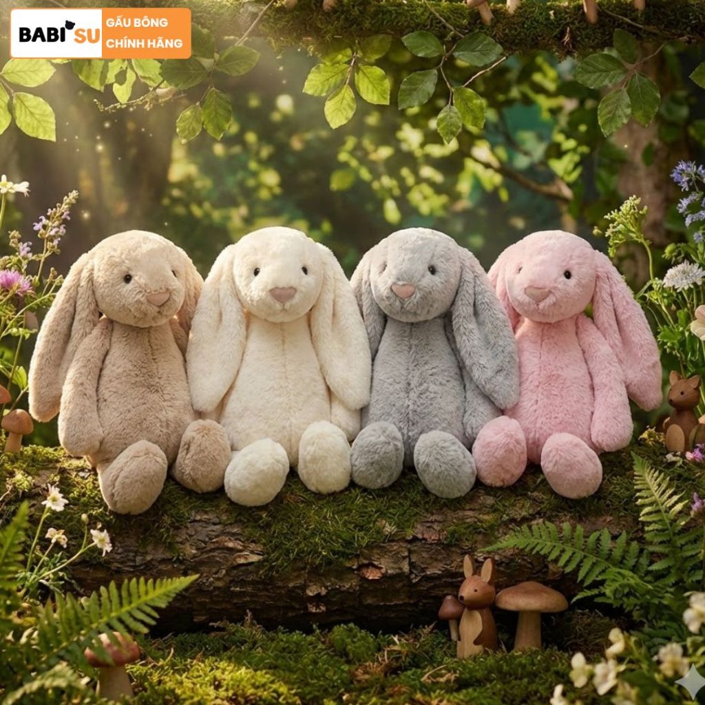 Gấu bông thỏ tai dài jellycat cao cấp thỏ bông jellycat chất liệu vải lông thỏ an toàn thân thiện ch