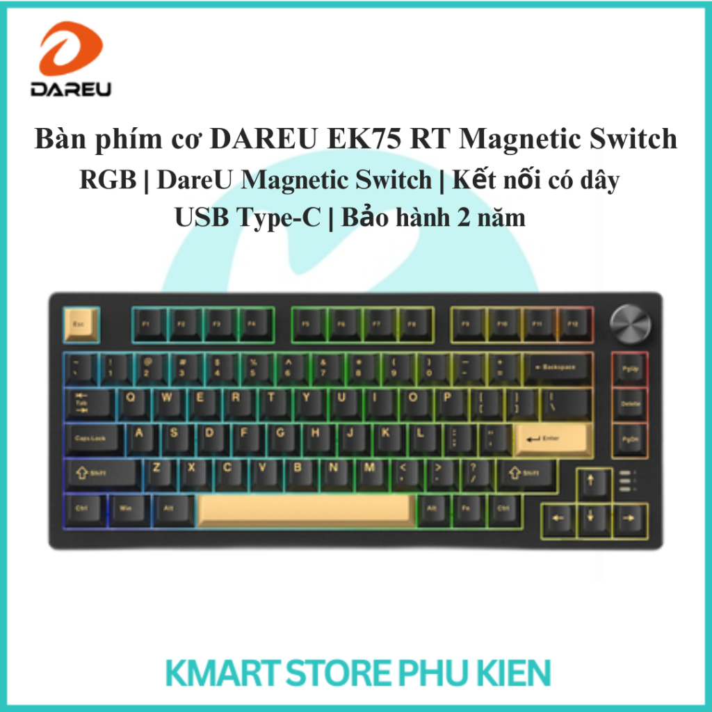 Bàn phím cơ DAREU EK75 RT Magnetic Switch | RGB | DareU Magnetic Switch | Kết nối có dây USB Type-C 