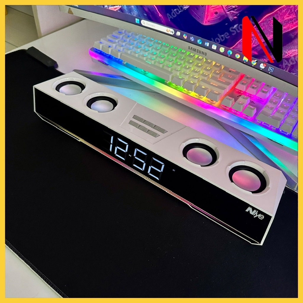 🔥 [SIÊU PHẨM] Loa Máy Tính Soundbar V28 | Đèn LED RGB, Có Đồng Hồ | Âm Thanh Vòm 4D Bass Mạnh Mẽ